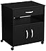 South Shore 2-Door Printer Stand with Storage on Wheels, Pure Black, 19 75 L x 26 W x 27 25 H,