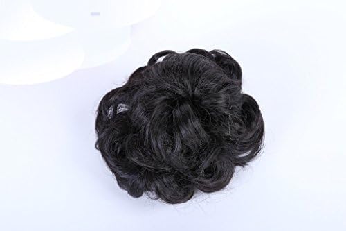 Beauty Wig World Darkest Brown Women Synthetic Scrunchie Dount Drawstring Hairpiece Big Curly Hair Bun 1pcs