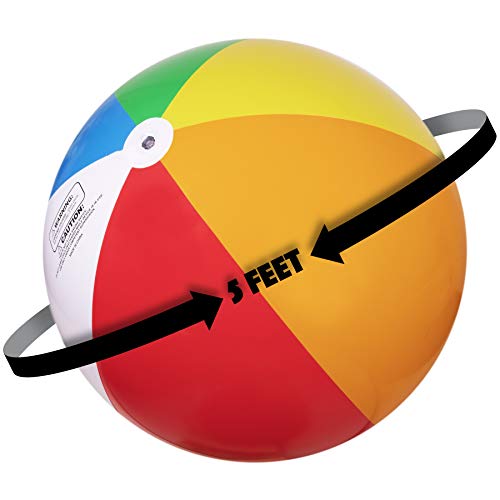 Narwhal Novelties 5 Foot Large Beach Ball; Rainbow, Gigantic, Jumbo