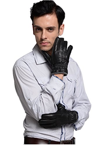 Men's Luxury Winter Italian Nappa Leather Gloves (Black)