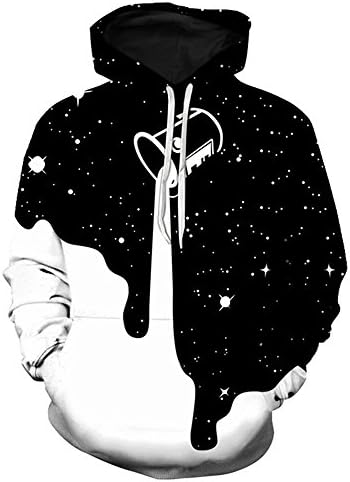 HSRKED Men 3d Hoodies Black Galaxy Stars Hoodie White Milk Panit Hooded Sweatshirts DX110-M