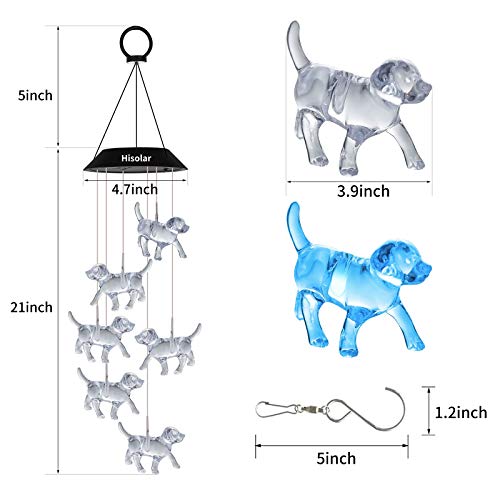 HiSolar Crystal Dog Solar Wind Chimes Outdoor Color Changing Solar