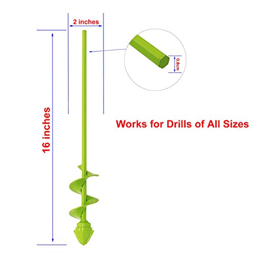 UGarden Bulb & Bedding Plant Auger, with Garden Genie Gloves, Garden Plant Flower Bulb Auger 2" x 16" Rapid Planter, Non-Slip Hex Drive fits Any 3/8-inch Drill. (3 Circles)