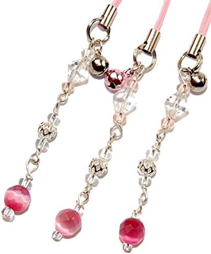 Speedy Sale! Set of 3, Rosy Pink Cats Eye : Friendship &amp; Couples Lucky Charm for Keychain, Bag, Wallet or Phone w/Metal Bell