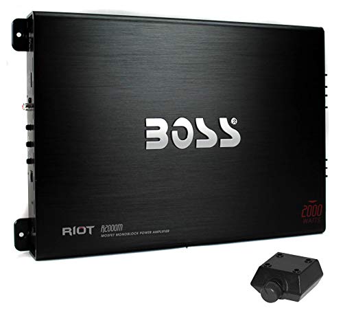 BOSS Audio Systems R2000M - Riot 2000 Watt, 2 4 Ohm Stable Class AB, Monoblock, Mosfet Car Amplifier with Remote Subwoofer Control