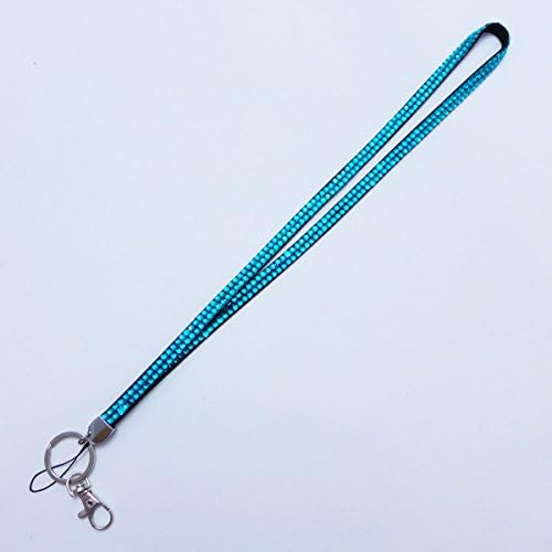 LOVEKITTY New Rhinestone Crystal Lanyard Keychain Card Holder Bling Bling Crystal Lanyard for ID Badge Cell Phone Key Chain Holder (Teal)