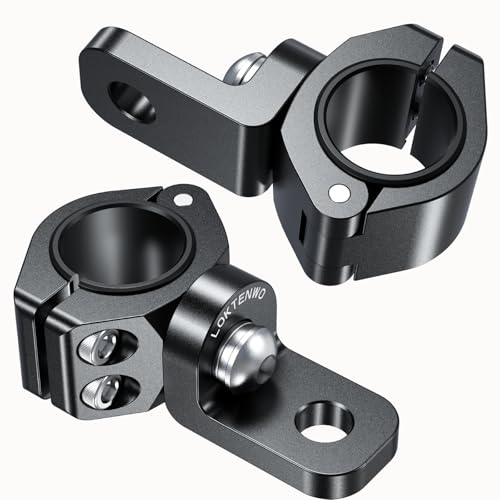 LOKTENWO 2PCS 360°Adjustable ATV Whip Light Mount, Heavy Duty CNC Light Bar Mounting Bracket for Motorcycle Golf Cart Universal 0.875''/1''/1.125''/1.26” Roll Cage