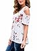 Asvivid Women's Floral Print Cut Out Shoulder Short Sleeve T Shirt Blouse X-Large White
