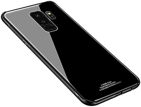 Ldea Galaxy S9 Plus Case, Silicone Shockproof Tempered Glass Back Cover Shell (Black)