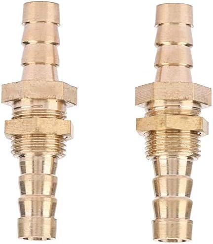 2 Pcs Hose Barb Brass Bulkhead Pipe Fitting Coupler Connector Adapter for Pipe Connection(8mm), Silver