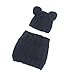 Wua Kids Warm Winter Beanies Baby Knitted Coif Hood Scarf Animal Ear Hats Beanies Caps (Black Kitten)