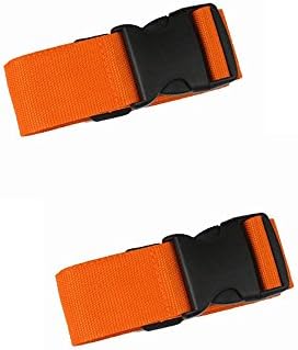 Hencu Luggage Straps Suitcase Belts Travel Bag Accessories 2 Pack (2 Pack, Orange)