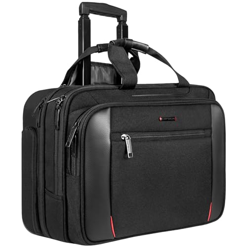 EMPSIGN Business Trolley Laptoptasche mit Rollen, Rolling Laptop Case mit Rädern bis zu 17,3 Zoll Laptop wasserdichte Aktentasche für Geschäft/Pendeln