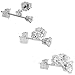 3 Pair Set Cubic Zirconia Earrings Studs Cartilage 2, 3 and 4mm in Sterling Silver & 14k Gold