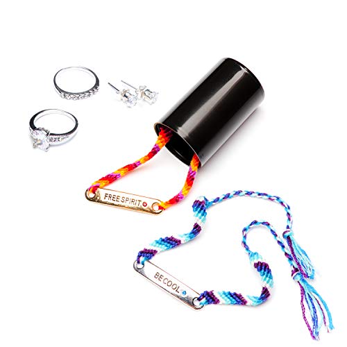 Masacana - 25 Pack Black Plastic Film Canisters with Caps, 35mm Empty Camera Reel Containers, Storage Containers for Small Items, Coins, Art Beads, Comes with Brush and 26 Blank Labels
