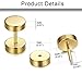 FIBO STEEL 6 Pairs Stainless Steel Stud Earring for Men Women Flat Back Ear Plugs Tunnel Ear Piercing,7MM