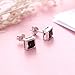 S925 Sterling Silver Stud CZ Earrings for Men Women (Black)