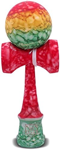 Full Rubberized Rasta Marble Kendama With Extra String