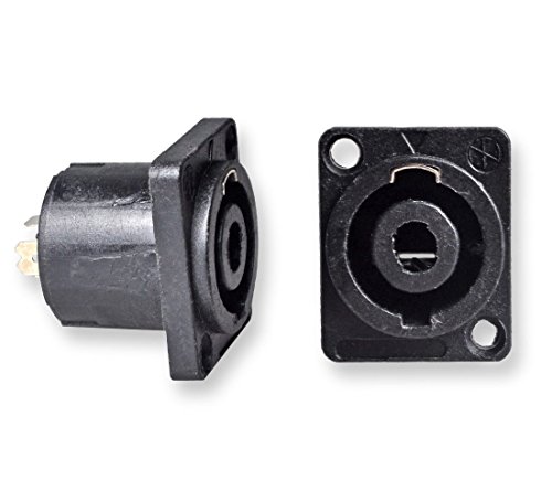 Conwork 4-Pack Neutrik Speakon Compatible Female Jack Panel Mount Socket Connector - Audio Speaker Jack Twist Lock 4 Pole Square - for NL2FC, NL4MP, NL4MPR, NL4FC, NL4FX, NLT4X, NL4 Series