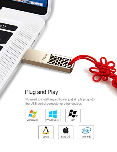 Netac 32GB USB Flash Drive, Flash Drive USB 2.0, Chinese Hollow & Knot Design Memory Stick, Flash Drive Gold Metal Housing Body - U327