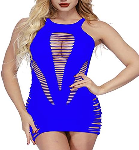 Woosifun Women's Mesh Lingerie Fishnet Babydoll Mini Dress Free Size Bodysuit