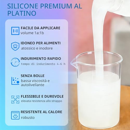 Silicone for Moulds 20A, 4L Green Liquid Silicone for Moulage, 1:1 Per Volume, Non-Toxic, Perfect for Making Resins, Moulage, Wax, Plaster
