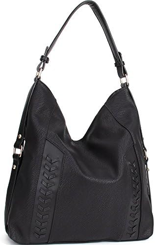 WISHESGEM Handbags Women Shoulder Tote Bags Hobo Bags Top-Handle PU Leather Purse A Black