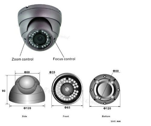 image for BW® BWT3CM 1∕3 CMOS 960H 800TVL HD Day and Night 2.8-12mm 36pcs inf