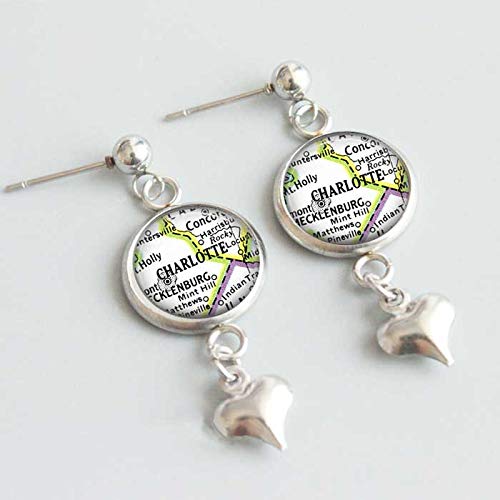 Charlotte North Carolina Map Earrings/NC Map