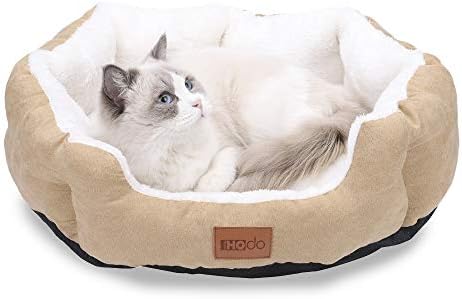 Hodo Home 猫 ベッド 犬 ふかふか ペットベッド ペットクッション ペットソファー かわいい ペットマット 小型 冬 S 猫用 特売 夏 43x35x14cm 洗える 通年タイプ 中型犬用 柔らかい ふわふわ ベージュ