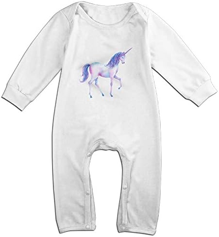 Vvw4 White Unicorn HorseInfant Baby Girl Boys Long Sleeve Unisex Jumpsuit Bodysuit Outfits Clothes