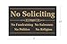 No Soliciting Sign - 2 Pack - 4 x 2.5 inches - Self Adhesive Stickers for Indoor & Outdoor Use, Waterproof - No Fundraising, Salesmen, Politics, Religion