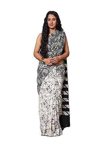 Hand Block Printed Cotton Mulmul Saree with unstitched Blouse (Jaipuri Print)