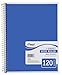 Mead Spiral Notebook, 3 Subject, Wide Ruled Paper, 120 Sheets, 10-1/2 x 7-1/2 inches, Blue (72223)
