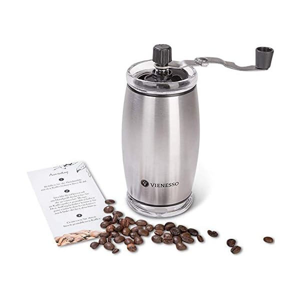 VIENESSO Hand-Kaffeemühle mit Keramikmahlwerk - manuelle Espressomühle mit stufenlose Mahlgradeinstellung, besonders…