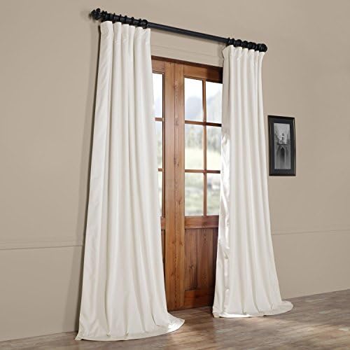 84" W x 120" L Pinch Pleat 60%-70% Lining Blackout Velvet Solid Curtain Thermal Insulated Patio Door Curtain Panel Drape For Traverse Rod and Track, Off White Curtain (set of 2 Panels)