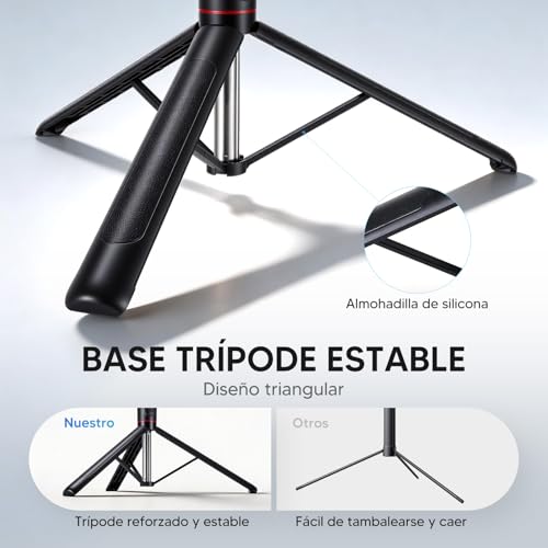 170cm Trípode Bluetooth con Luz de Relleno, Palito Selfie Plegable y Portátil para Viaje, Soporte Extensible para Transmisión en Vivo, Videollamadas y Fotos, Compatible con Todos los Teléfonos Móviles