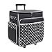 Everything Mary Grey Polka Dot Rolling Scrapbook Storage Tote - Scrapbooking Storage Case for Rings, Paper, Binder, Crafts, Beads, Paper, Scissors - Telescoping Handle with Dual Wheels - Craft Case