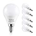 E12 LED Bulb, Kakanuo 6W G45 LED Light Bulb with Daylight White 5000K and Standard E12 Base, Equivalent to 60W E12 G45 Bulb for Nightlight, Chandelier, Lamp and Home Lighting, Non-dimmable - Pack of 6
