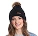 Brook + Bay Faux Fur Pom Pom Beanie - Stay Warm & Stylish - Thick, Soft & Chunky Cable Knit Beanie Hats for Women & Men - Serious Beanies for Serious Style