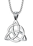 Mealguet Jewelry Stainless Steel Irish Celtic Triquetra Triangle Trinity Knot Pendant Necklaces for Men, 24