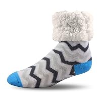 PUDUS Brand Slipper Socks,Chevron Grey,Adult