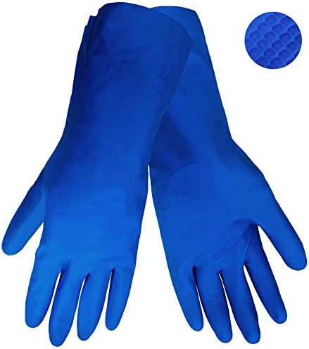 Global Glove 150 Unlined Rubber Canners Glove with Straight Cuff, Chemical Resistant, 17 mil Thick, Medium, Blue (Case of 144)