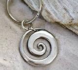 Pewter Maori Spiral Koru Peace and Tranquility Keychain Key Tag