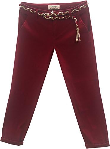 BeBop Women's Boyfriend Chino CLA 9 Pant, Stretch Cotton Twill, Claret, Size 9, Removable Belt