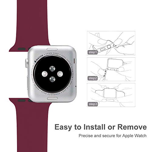 AdMaster Compatible for Silicone Apple Watch Band and Replacement for Sport iwatch Accessories Bands Series 3 2 1 Wine Red 42mm M/L