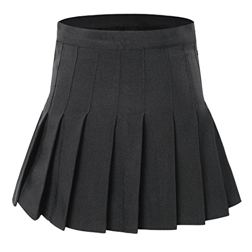 Tremour Women High Waist Pleated Mini Tennis Skirt Solid Short Skirts