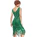 xs-XXL Women's Roaring 20s V-Neck Gatsby Dresses- Vintage Inpired Sequin Beaded Flapper Dresses (L, Green) primary