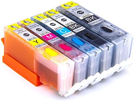 Topcolor Compatible Edible Ink Cartridges Replacement for PGI-280XXL CLI-281 Use for PIXMA TR8520 TS9120 TS6220 TS6120 TS8120 TR7520 TS8220 Printer, 5 Pack (1 PGBK 1 Black 1 Cyan 1 Magenta 1 Yellow)