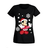 Women's Ladies Disney Minnie Mouse Cartoon Character Christmas Printed T Shirts